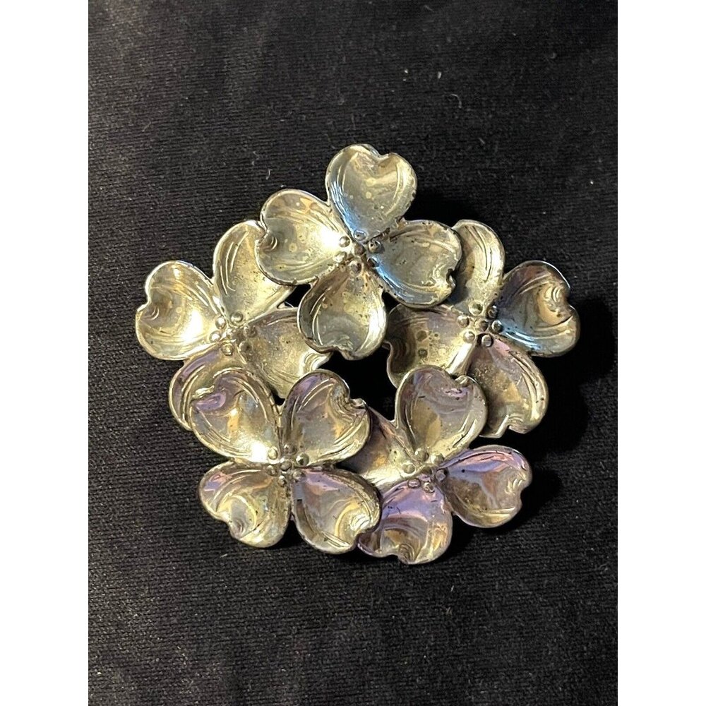 Sterling Dogwood Brooch By Lang Signed